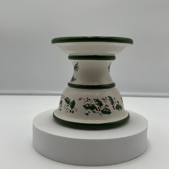 Holly Holiday Candle Holder Pillar or Taper - Picture 3 of 16